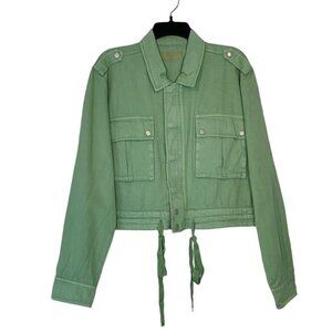Blank NYC Twill Utility Cropped Jacket in Mint Green